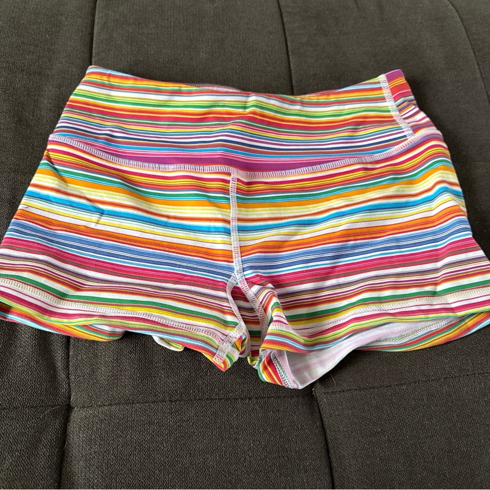 Savage Barbell Athletic Pink/orange/yellow/blue Striped Shorts SMALL
